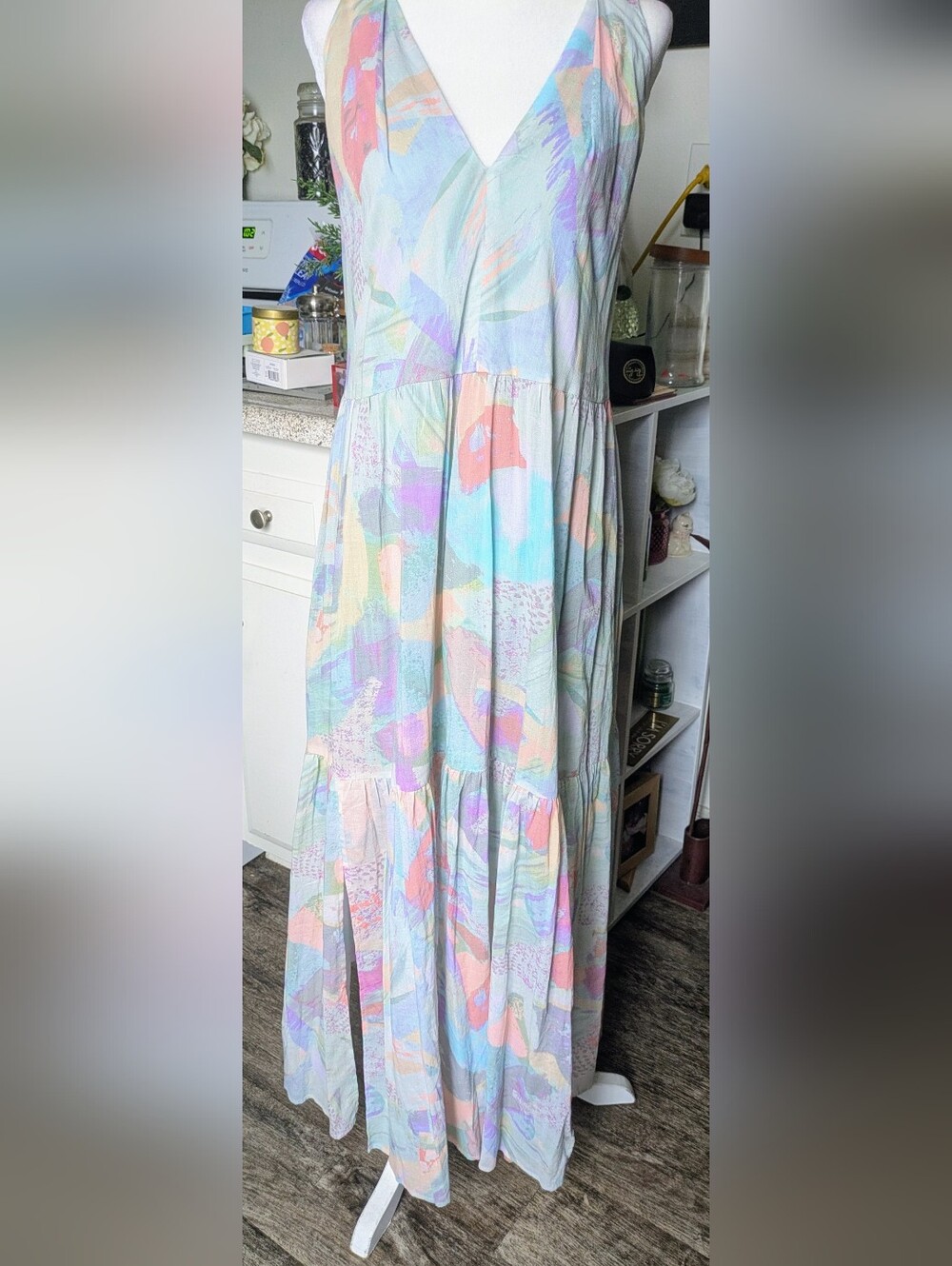 IRO PARIS MAUGEX Geometric Printed Backless Maxi Dress 100% Cotton - Picture 2 of 9